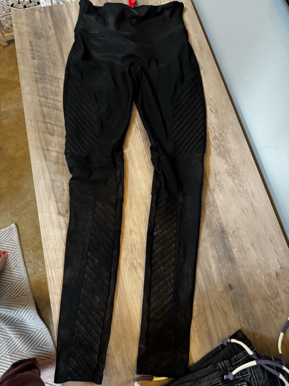 SPANX Black High-Waist Moto-Style Leggings - Picture 4 of 7